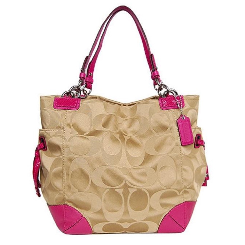Last drop!!! Coach Peyton Gold/Pink Satin Tote